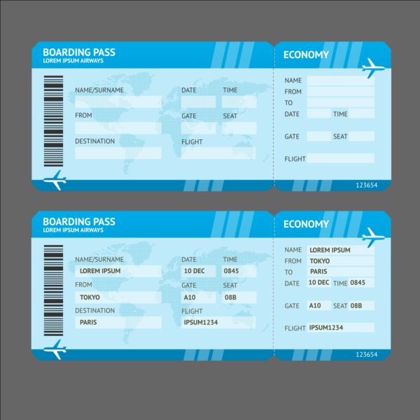 Flugtickets Vorlage Design-Vektor 04 Flugtickets   