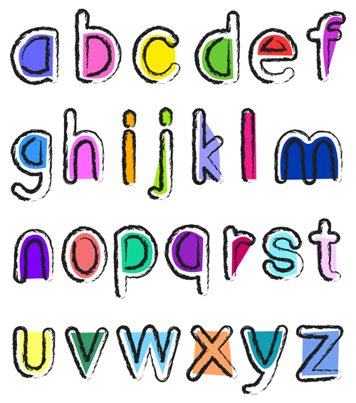 Matériel de vecteur de petit alphabet artistique petit artistique alphabet   
