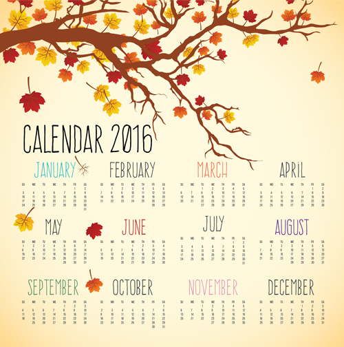 秋のスタイルカレンダー2016ベクトル 秋 カレンダー 2016   