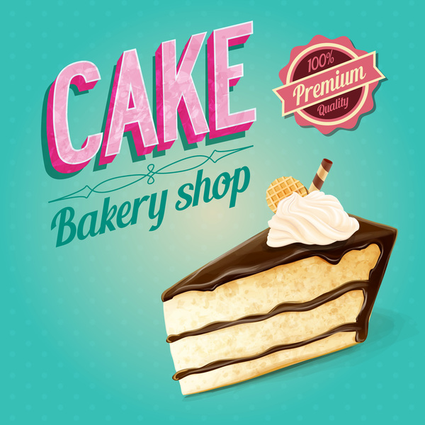 Kuchenbäckerei Retro-Plakatvektor 03 shop Retro-Schrift poster Kuchen Bäckerei   