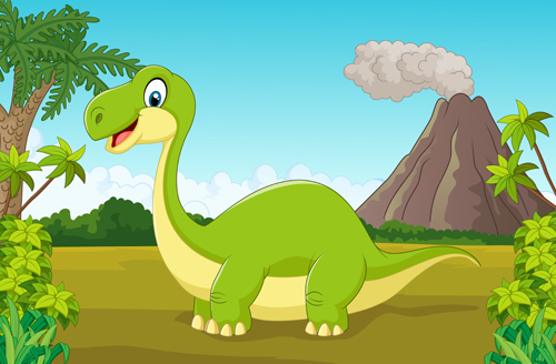 自然な風景ベクトル08と漫画の恐竜 風景 自然 漫画 恐竜   