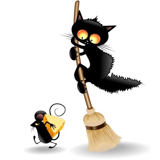 Vecteur de dessin animé noir de chats et de souris souris Noir dessin animé chats   