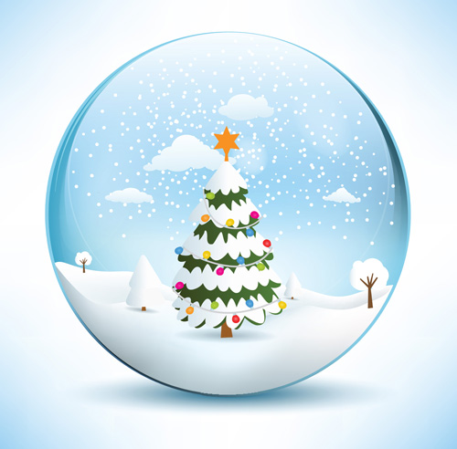 Weihnachtskristallaball mit Wintervektor 06 winter Weihnachten Kristall ball   