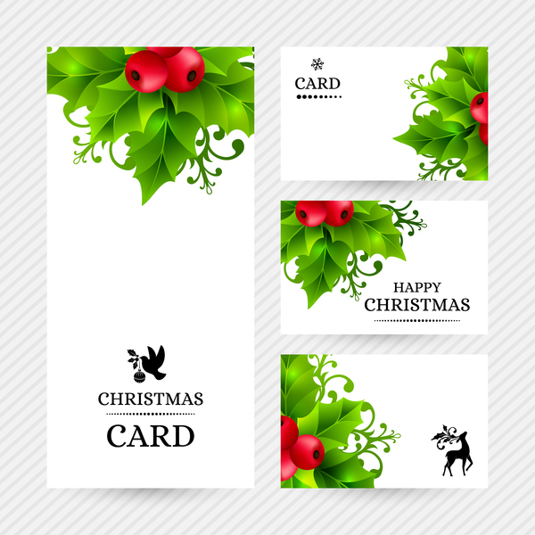 クリスマスホリーカードデザインベクター02 ホリー クリスマス カード   