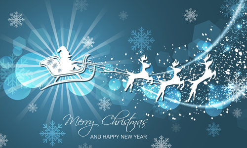 Weihnachten mit Neujahr Rentiere und Schneeflocken-Vektorhintergrund 01 Weihnachten Schneeflocke Rentiere Neu Jahr Hintergrund   