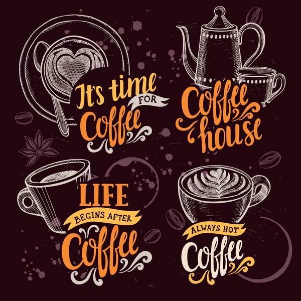 Kaffee-Logos entwerfen handgezogenen Vektor 01 logos kaffee hand gezogene   