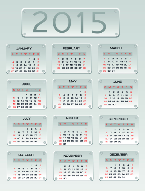 Kreativer Kalender 2015 Vektordesign Set 07 Kreativ Kalender 2015   