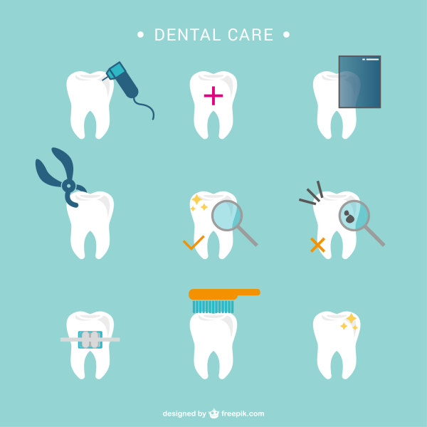 Zahnpflege Vektorsymbole Zahnmedizin Pflege Ikonen   