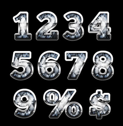 Nombres de styles de diamant et vecteur de symbole 01 symbole styles Diamant chiffres   