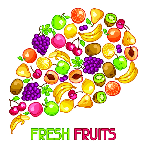 Fond différent de vecteur de fruit frais fruits frais fond different   