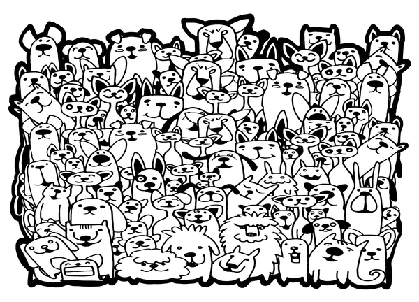 Chien et chat groupe Doodle vecteur 01 groupe doodle chien chat   