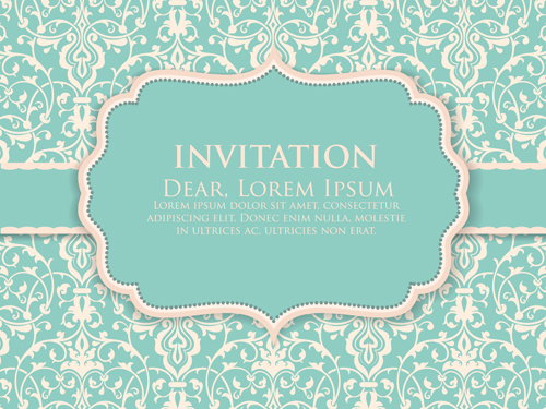Florale kunstvolle Einladungskarten Vektormaterial ornate Einladungskarten Einladung design   