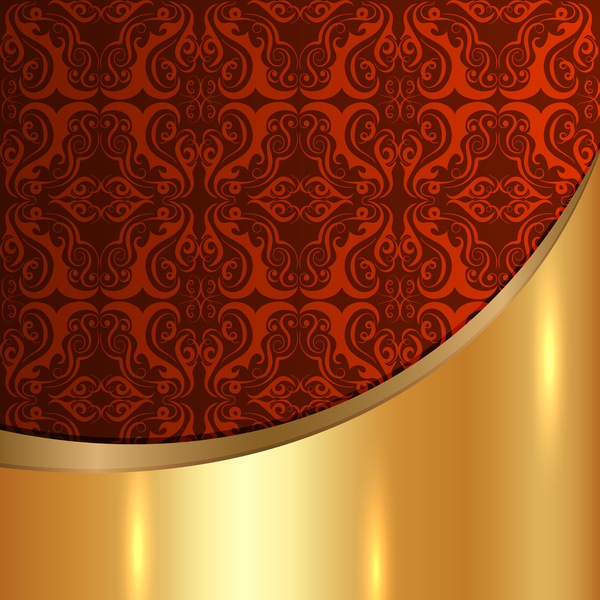 Goldgemälter Metall-Hintergrund mit Dekordmustern Vektormaterial 21 Muster Metall gold Dekor   