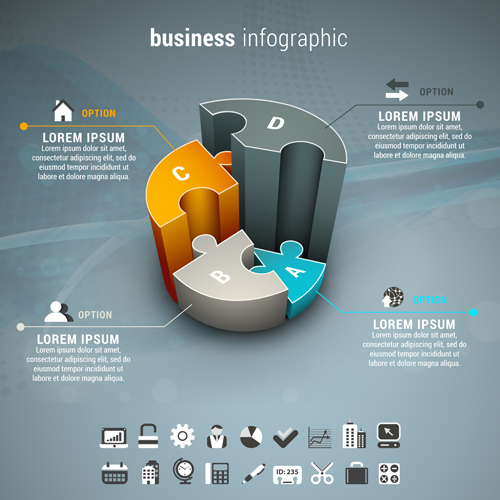 Gris Business infographies modèle vecteur 01 template infographies gray business   