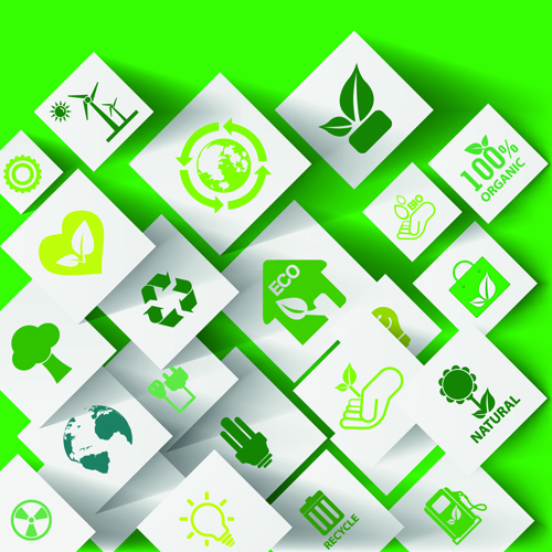Grüne Ökologie Konzeptpapier Vektormaterial 01 Ökologie material Konzept grün Ecol   