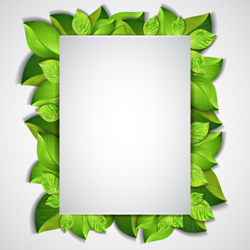 Grüne Blätter Rahmen-Vektoren setzen 03 Rahmen grün Blätter   