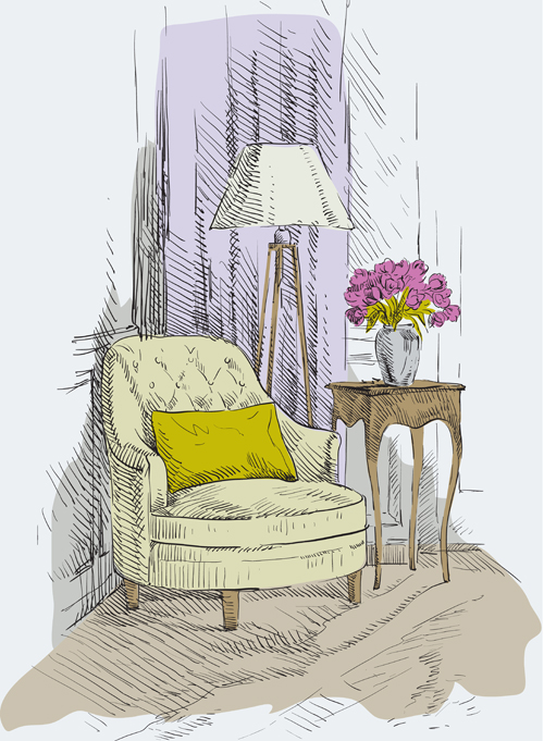 Handgezeichnete Sofa-Sessel vector Grafik 05 sofa Sessel Handzeichnung   