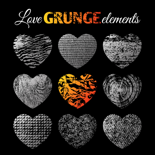 Amour grunge coeur éléments vecteur 04 grunge elements coeur amour   