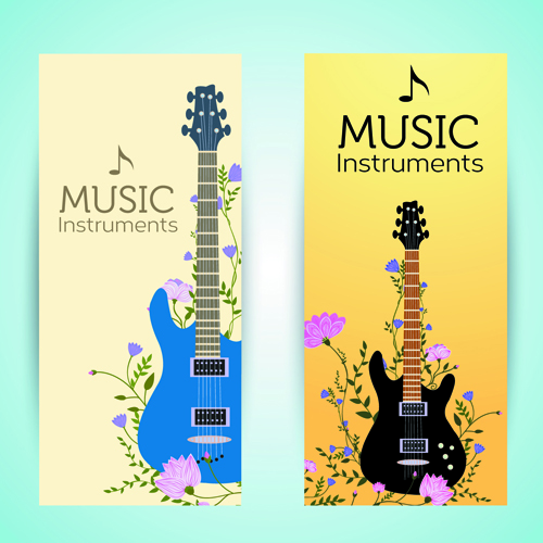 Music Instruments Vektor-Banner Grafiken 01 Musik Instrumente banner   