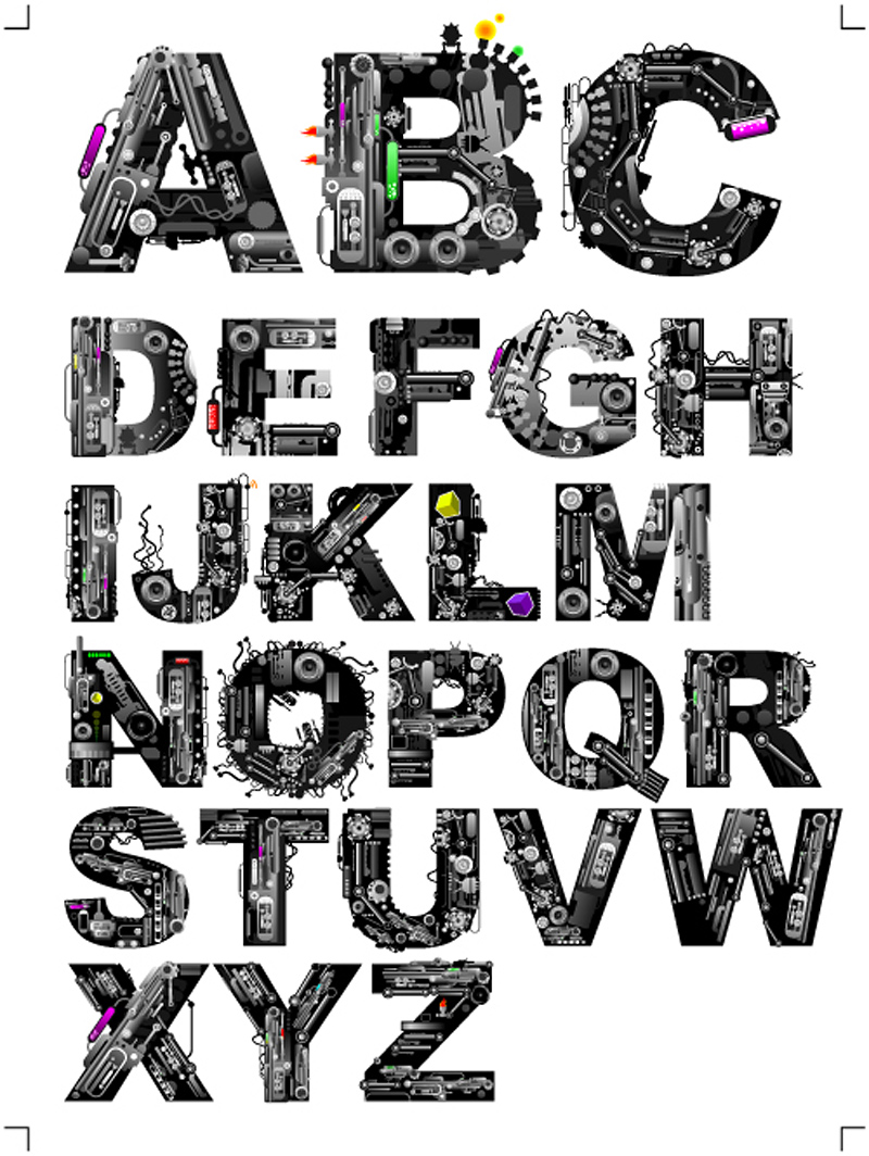 Musikelemente Alphabet-Vektor Musik Elemente alphabet   