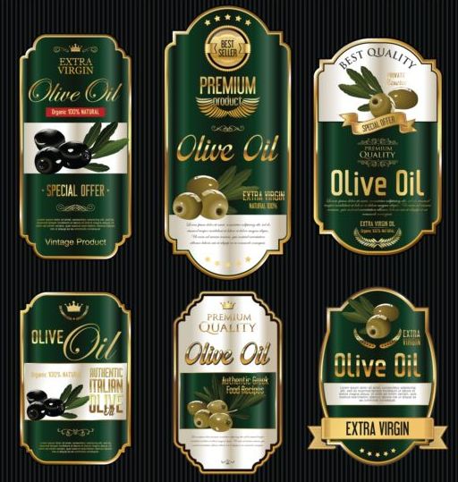 Olivenöl-Retro-Etiketten Luxus-Vektor 04 Retro-Schrift Oliven Öl Luxus Etiketten   