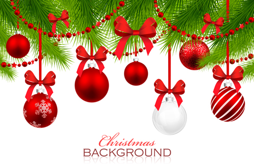 Rouge avec des décorations de Noël blanches fond vecteur 01 Noël fond decorations décoration de Noël   