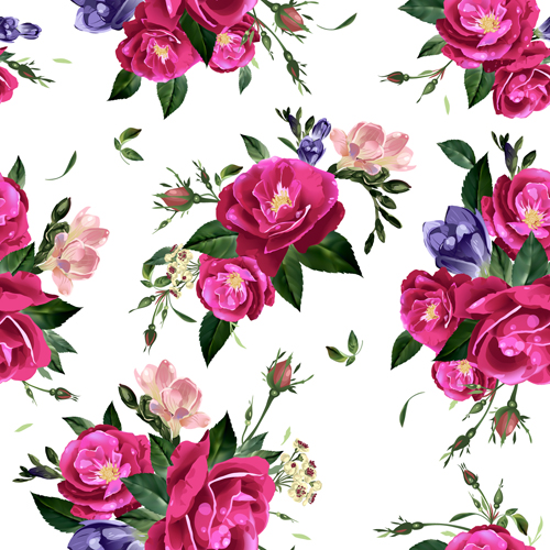 Rétro belle roses vecteur seamless pattern 01 sans soudure roses police rétro motif Belle   