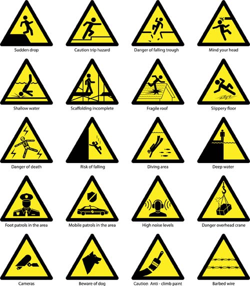 Dreiecksschutz-Warnschilder 03 Zeichen Warnung Sicherheit Dreieck   