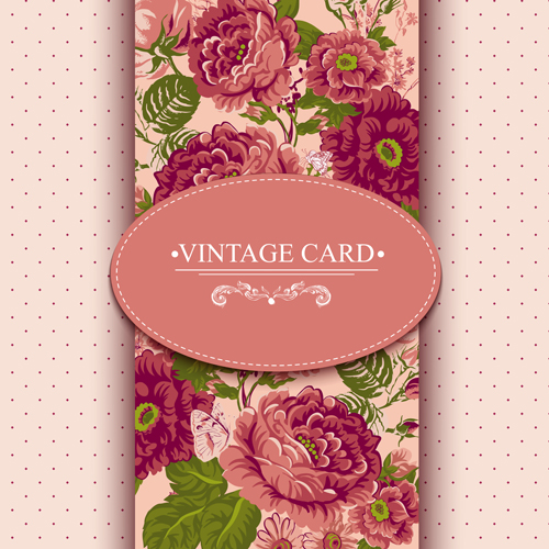 ヴィンテージカードと花のパターンベクトル01 花 パターン カード ヴィンテージ   