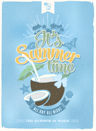 Vintage-Plakat glücklicher Sommer-Design-Vektor 03 vintage summer poster happy   