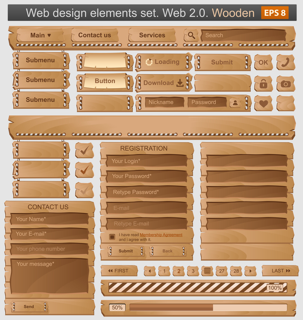 ウェブデザイン要素ウッドスタイルベクター02 要素 木材 デザイン スタイル ウェブ   