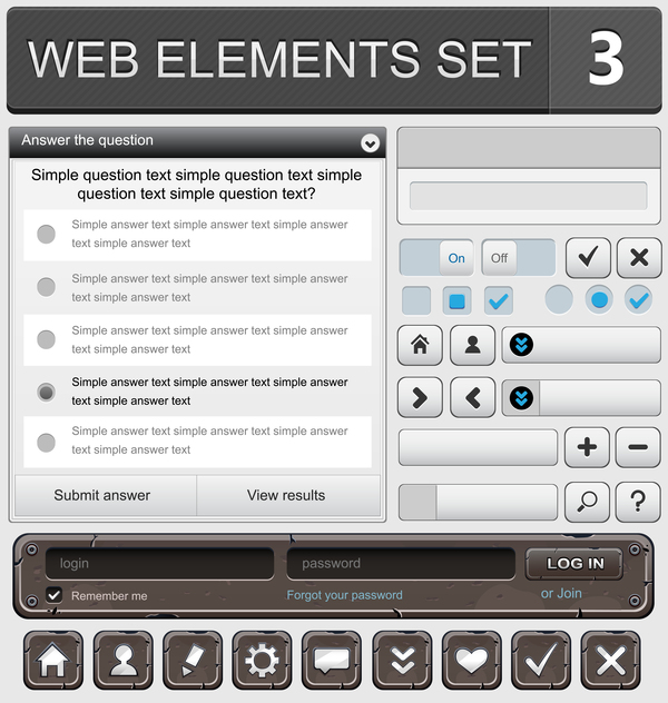 ボタンベクタマテリアルセットを持つ Web 要素02 要素 ボタン web   