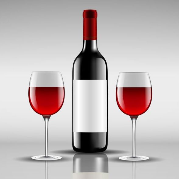 ガラスコップが付いているワインのびんベクター材料04 ワイン ボトル ガラス カップ   