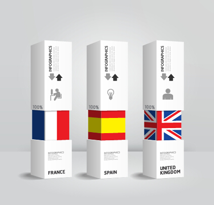 Weltflaggen mit Infografie-Design-Vektor 01 Welt Infografik Fahnen   