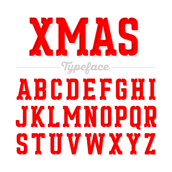 Ensemble de vecteur de l’alphabet rouge de Noël Noël alphabet   