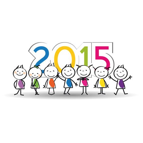 2015新しい年と子のデザインベクター04 新年 子供 2015   