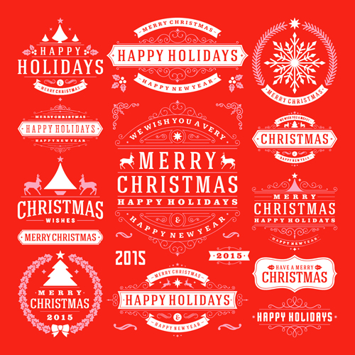 2015 Weihnachten 2015 mit glücklichen Urlaubsetiketten Vektor 03 Weihnachten Urlaub happy Etiketten   