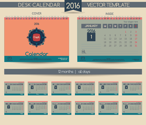 2016 Neujahr Schreibtisch Kalender Vektormaterial 35 Schreibtisch Neujahr Kalender Jahr 2016   