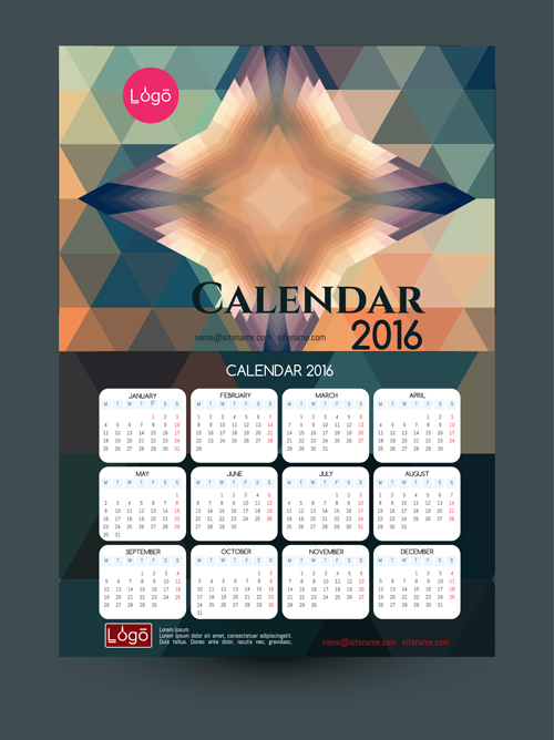 2016 Technologie-Kalender-Vorlage Vektor 04 Vorlage Technik Kalender 2016   