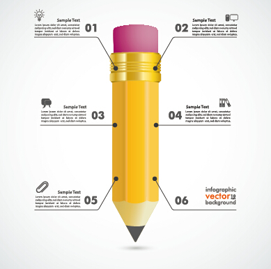Infographies d’affaires avec vecteur de crayon 02 infographies crayon business   