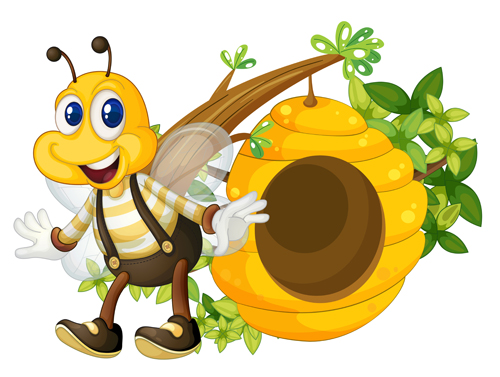 Abeille de dessin animé et ruche vecteur matériel 09 ruche dessin animé abeille   