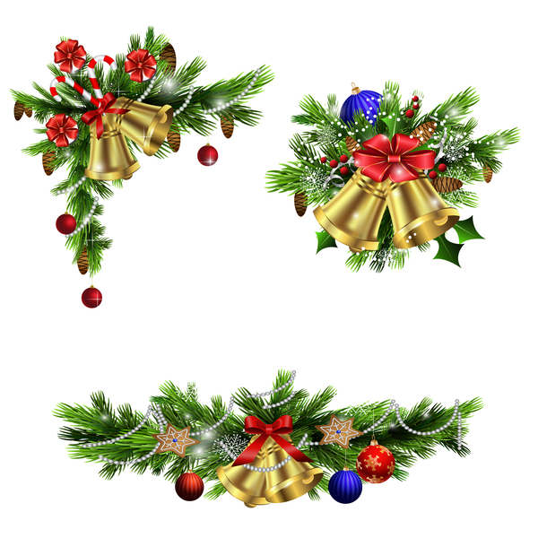 Christmass coin décoratif avec cloche vecteur 02 décoratif coin Cloche Christmass   