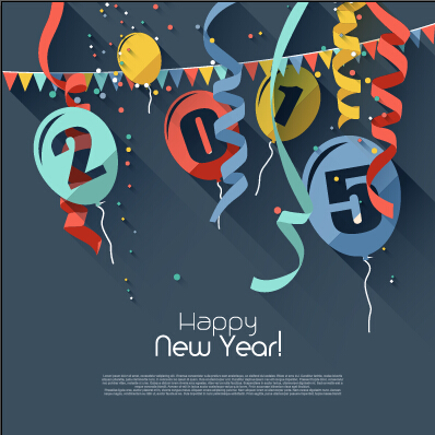 バルーン2015の新しい年の背景ベクトルと紙吹雪 風船 紙吹雪 新年 2015   