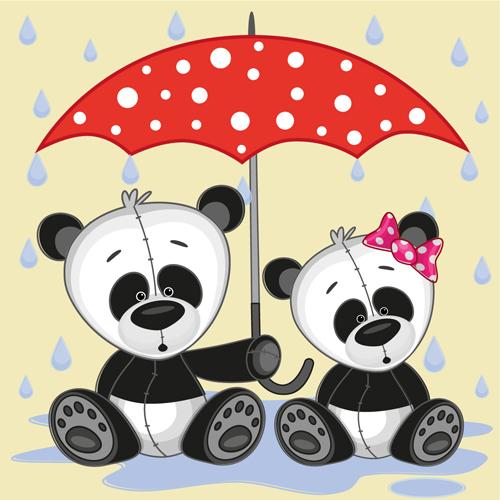 Animaux mignons et vecteur de dessin animé de parapluie 13 parapluie cartoon animaux mignons animaux   