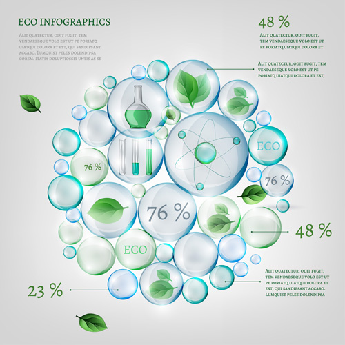 Éléments infographiques éco-graphiques vectoriels 17 infographies graphics elements eco   