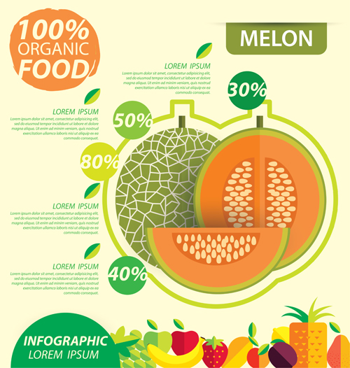 Flat Obst Infografie-Vektoren Vorlage 07 Wohnung schablone Obst Infografik   