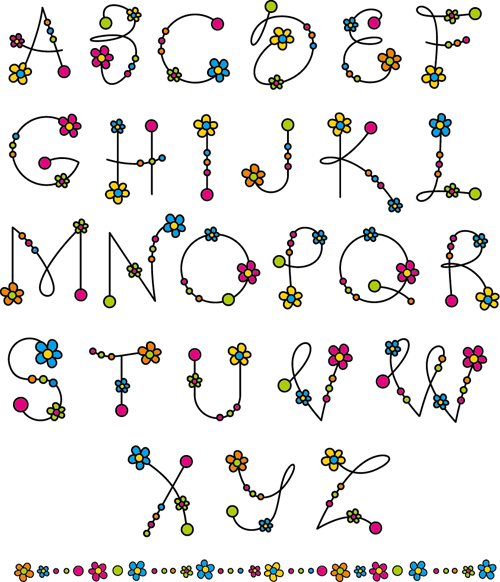 Blumenalphabeten Buchstaben Vektoren 02 Buchstaben Blume Alphabete   