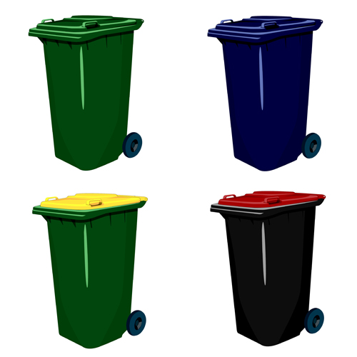 光沢のある色付きゴミのベクトル02 色付き 光沢のある ゴミ箱   