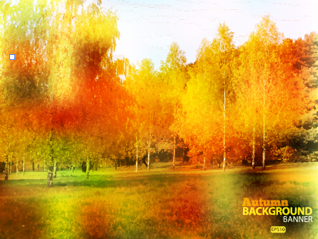 Goldene Herbstlandschaft Vektor Hintergrund Art 03 Vector-Hintergrund Landschaft Hintergrund Herbst Goldene   