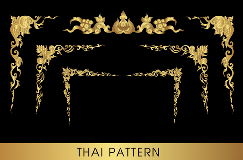 Goldene Thai-Ornamente Kunstvektormaterial 11 thai Ornamente golden   